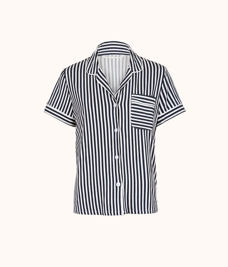 The All-Day Short Sleeve Shirt - Print: Mini Stripe Print