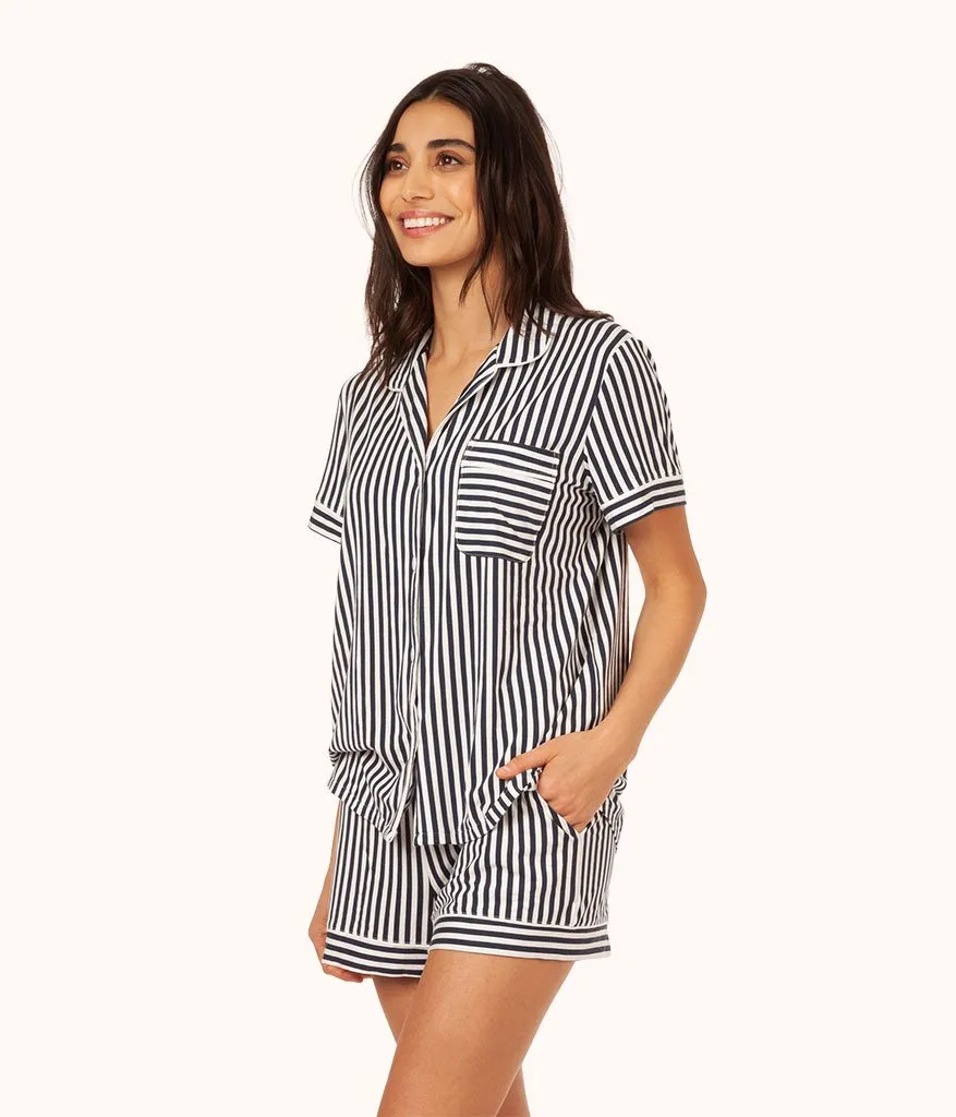 The All-Day Short Sleeve Shirt - Print: Mini Stripe Print