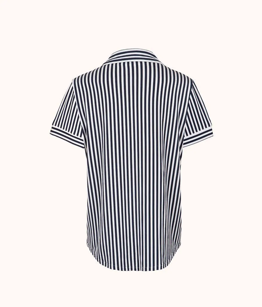 The All-Day Short Sleeve Shirt - Print: Mini Stripe Print