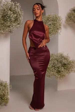 The backless satin set - Wine