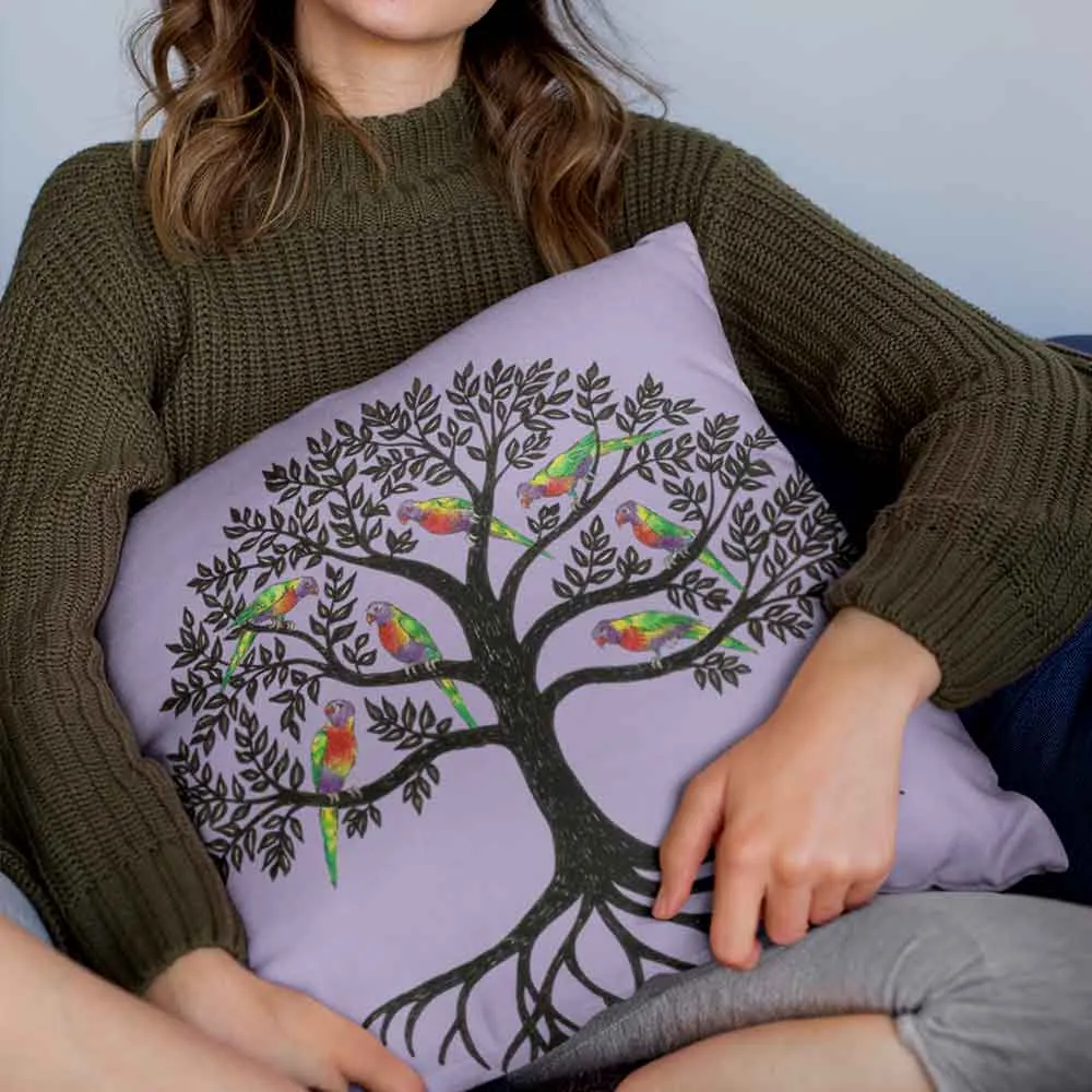 Tree print purple cushion cover