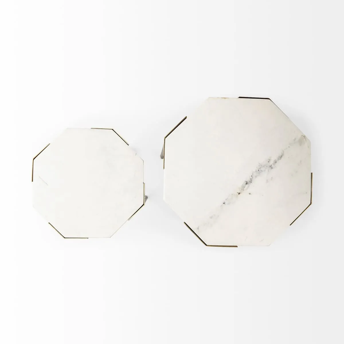 Vincent End Side Table White Marble | Gold Iron | Set of 2