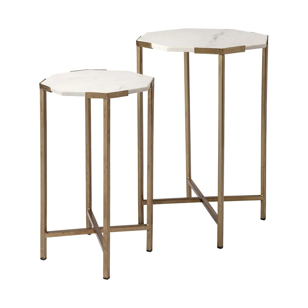 Vincent End Side Table White Marble | Gold Iron | Set of 2