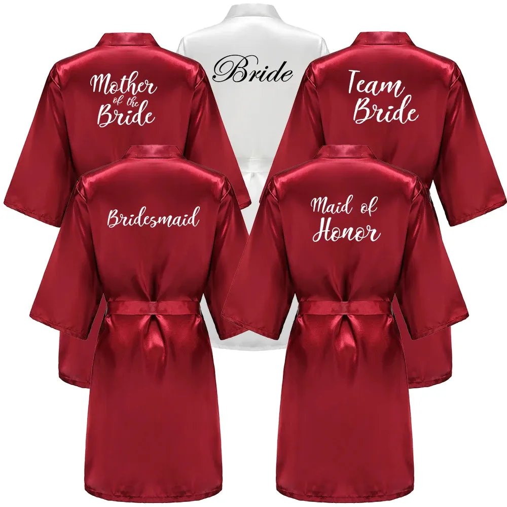 Wedding Bride Bridesmaid Bathrobes Dressing Gown Women Bathrobe Night Pajama Short Sleepwear Women Bride Kimono