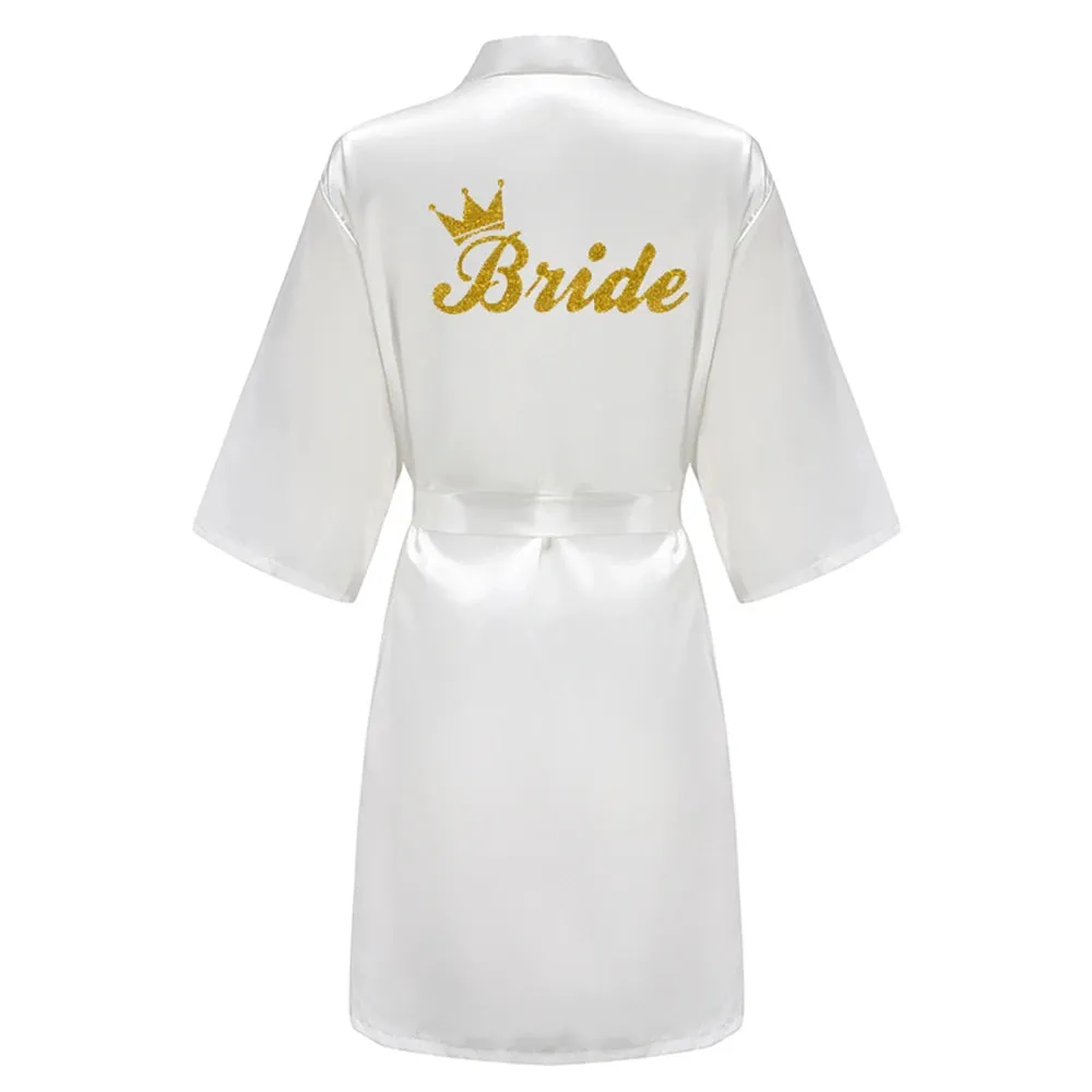 Wedding Bride Bridesmaid Bathrobes Dressing Gown Women Bathrobe Night Pajama Short Sleepwear Women Bride Kimono