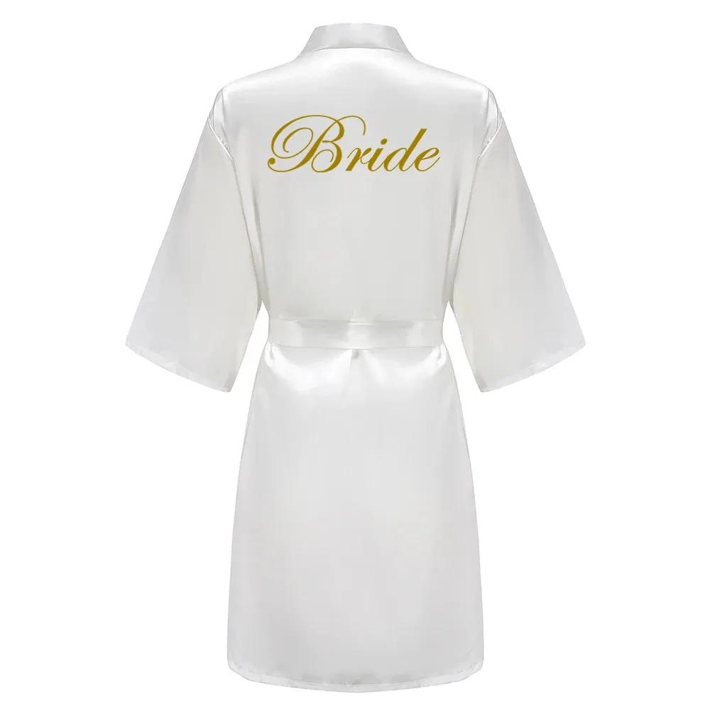 Wedding Bride Bridesmaid Bathrobes Dressing Gown Women Bathrobe Night Pajama Short Sleepwear Women Bride Kimono