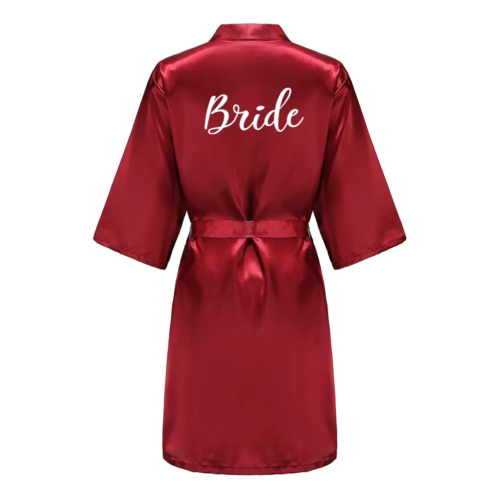 Wedding Bride Bridesmaid Bathrobes Dressing Gown Women Bathrobe Night Pajama Short Sleepwear Women Bride Kimono