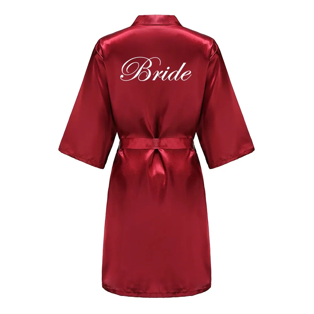 Wedding Bride Bridesmaid Bathrobes Dressing Gown Women Bathrobe Night Pajama Short Sleepwear Women Bride Kimono