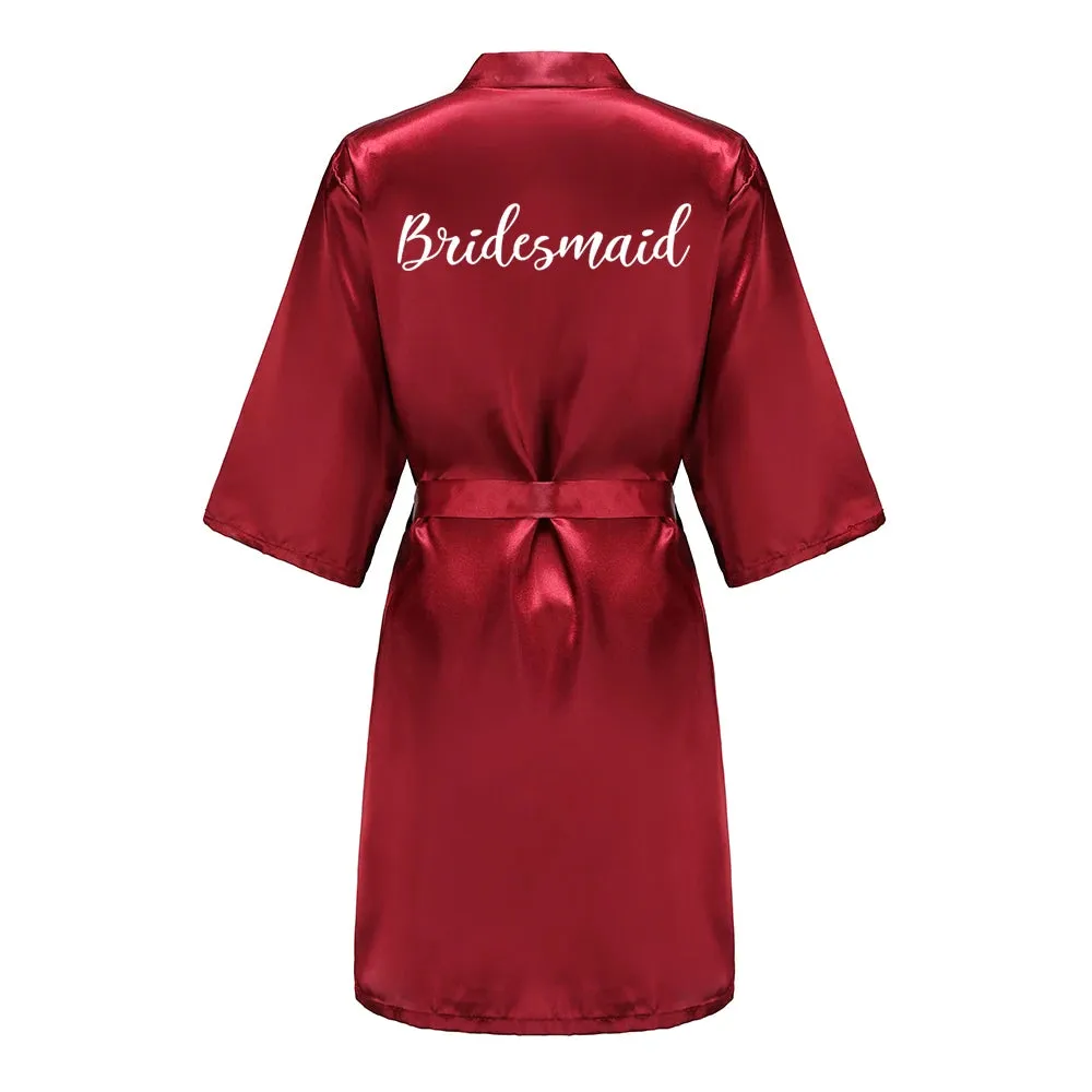 Wedding Bride Bridesmaid Bathrobes Dressing Gown Women Bathrobe Night Pajama Short Sleepwear Women Bride Kimono