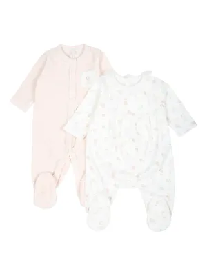 White Pale Pink 2 Footies Set