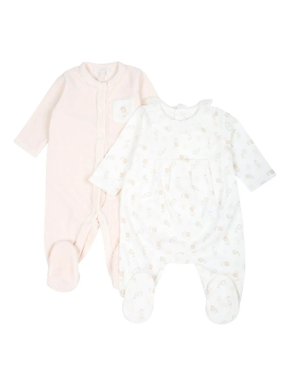 White Pale Pink 2 Footies Set